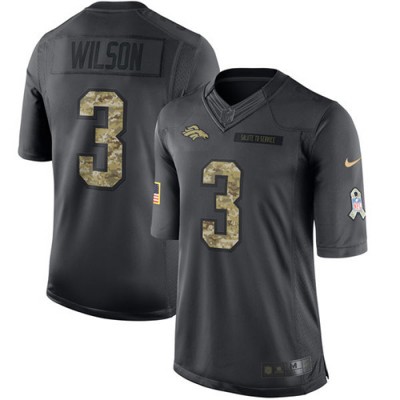 Nike Denver Broncos #3 Russell Wilson Black Men's Stitched NFL Limited 2016 Salute to Service Jersey